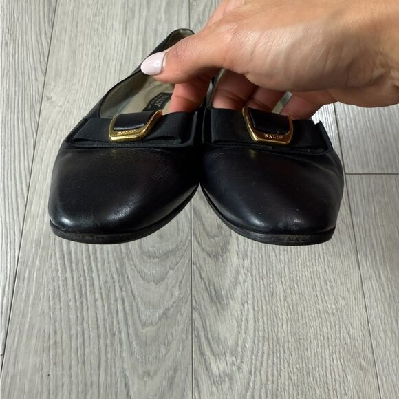 Bally Vintage Black Leather Kitten Heels - Picture 5 of 12